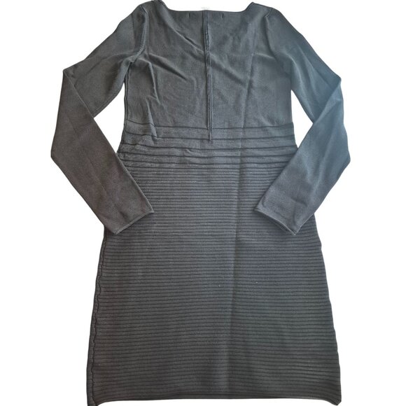 Max Studio Black Long-Sleeve Textured Knit Dress Large - Picture 2 of 6